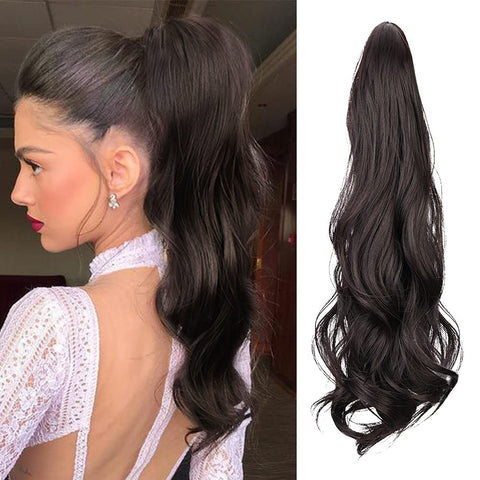 Qp hairMONIXI Synthetic Long Wavy Ponytail Extensions Claw Clip in Ponytail Extension for Women Daily Use Heat Resistant Fiber hair