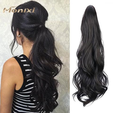 Qp hairMONIXI Synthetic Long Wavy Ponytail Extensions Claw Clip in Ponytail Extension for Women Daily Use Heat Resistant Fiber hair