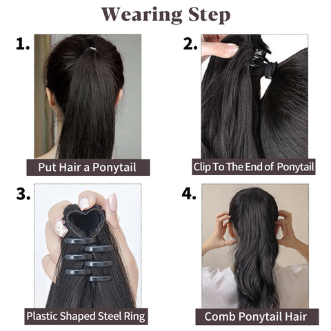 Qp hairMONIXI Synthetic Long Wavy Ponytail Extensions Claw Clip in Ponytail Extension for Women Daily Use Heat Resistant Fiber hair