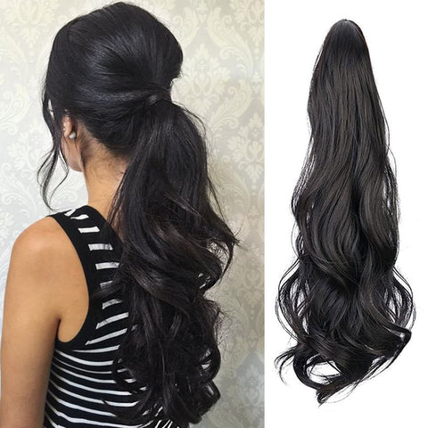 Qp hairMONIXI Synthetic Long Wavy Ponytail Extensions Claw Clip in Ponytail Extension for Women Daily Use Heat Resistant Fiber hair