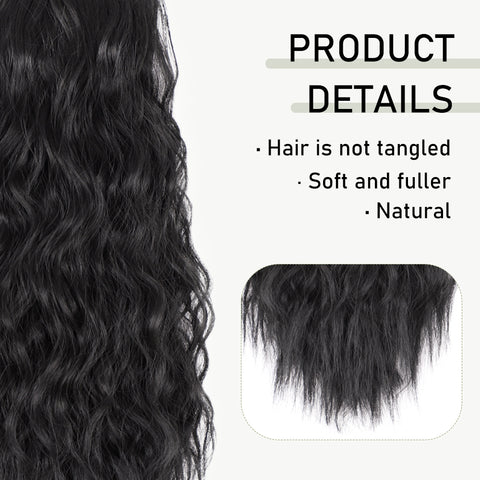 Qp hairMONIXI Synthetic Long Wavy Ponytail Extensions Clip in Hair Extensions Wrap Around Hairpiece Daily Wear Heat Resistant Fiber