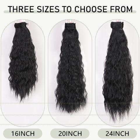 Qp hairMONIXI Synthetic Long Wavy Ponytail Extensions Clip in Hair Extensions Wrap Around Hairpiece Daily Wear Heat Resistant Fiber