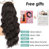 Qp hairMONIXI Synthetic Long Wavy Ponytail Hair Synthetic Drawstring Ponytail Clip in Hairpiece Black Wave Ponytail for Black Women