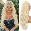 Qp hairMONIXI Synthetic Long Wavy Ponytail Hair Synthetic Drawstring Ponytail Clip in Hairpiece Black Wave Ponytail for Black Women