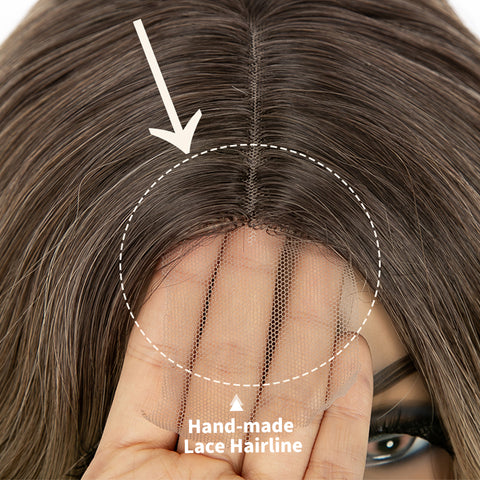 Qp hairMONIXI Synthetic Long Wavy Wig Ombre Blonde Middle Part Wigs for Women Daily Use Ombre Pink Heat Resistance Fiber Wig