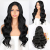Qp hairMONIXI Synthetic Long Wavy Wig Ombre Blonde Middle Part Wigs for Women Daily Use Ombre Pink Heat Resistance Fiber Wig