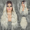 Qp hairMONIXI Synthetic Long Wavy Wig Ombre Blonde Middle Part Wigs for Women Daily Use Ombre Pink Heat Resistance Fiber Wig