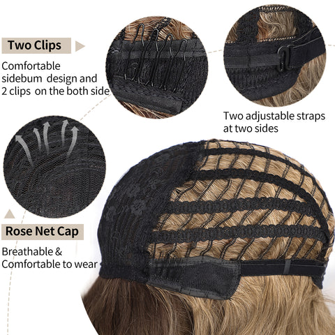 Qp hairMONIXI Synthetic Long Wavy Wig Ombre Blonde Wig With Bangs for Women Daily Use And Cosplay Platinum Heat Resistant Fiber Wigs