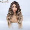 Qp hairMONIXI Synthetic Long Wavy Wig Ombre Brown Blonde For Black Women Cosplay Wig Daily Wig Natural Looking Wigs Heat Resistant