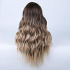Qp hairMONIXI Synthetic Long Wavy Wig Ombre Brown Blonde For Black Women Cosplay Wig Daily Wig Natural Looking Wigs Heat Resistant