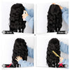 Qp hairMONIXI Synthetic Long Wavy Wig Synthetic Black Middle Part Wigs for Women Natural Heat Resistant Hair for Daily Use Wigs