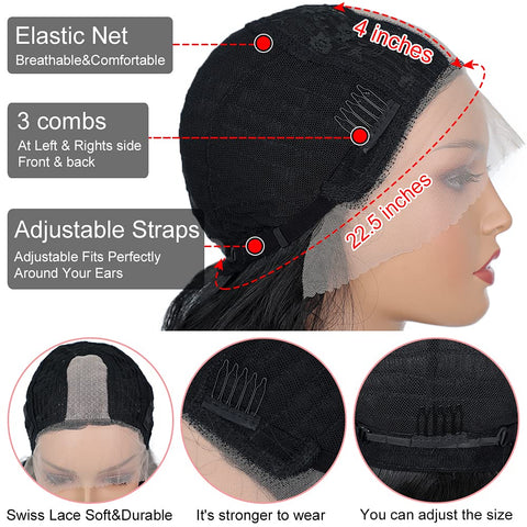 Qp hairMONIXI Synthetic Long Wavy Wig Synthetic Black Middle Part Wigs for Women Natural Heat Resistant Hair for Daily Use Wigs