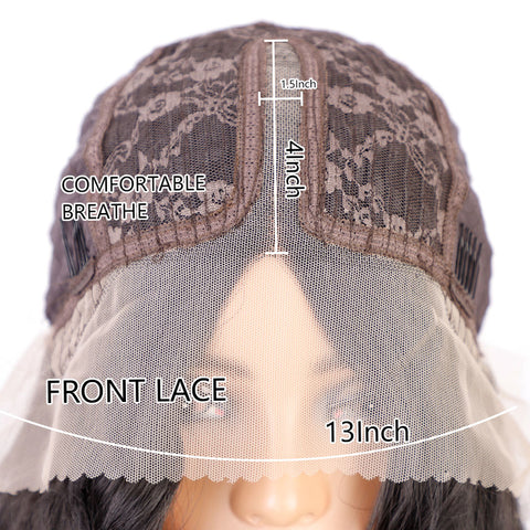 Qp hairMONIXI Synthetic Long Wavy Wig T Part Lace Front Wig Middle Part Black Wigs for Women Daily Use Heat Resistant Fiber Hair