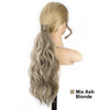 Qp hairMONIXI Synthetic Low Ponytail Long Wavy Wrap Around Ponytail Hair Extensions for Women Mix Blonde Natural Heat Resistant Hair