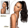 Qp hairMONIXI Synthetic Low Ponytail Long Wavy Wrap Around Ponytail Hair Extensions for Women Mix Blonde Natural Heat Resistant Hair