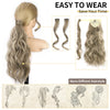 Qp hairMONIXI Synthetic Low Ponytail Long Wavy Wrap Around Ponytail Hair Extensions for Women Mix Blonde Natural Heat Resistant Hair