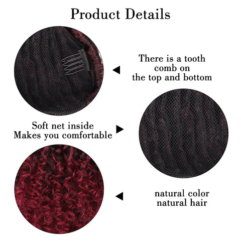 Qp hairMONIXI Synthetic Short Afro Curly Drawstring Ponytail Hair Piece for American Black Women Synthetic Ponytail Clip in Hair