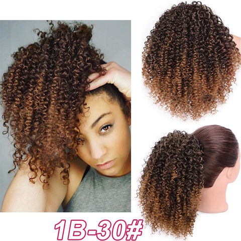 Qp hairMONIXI Synthetic Short Afro Curly Drawstring Ponytail Hair Piece for American Black Women Synthetic Ponytail Clip in Hair