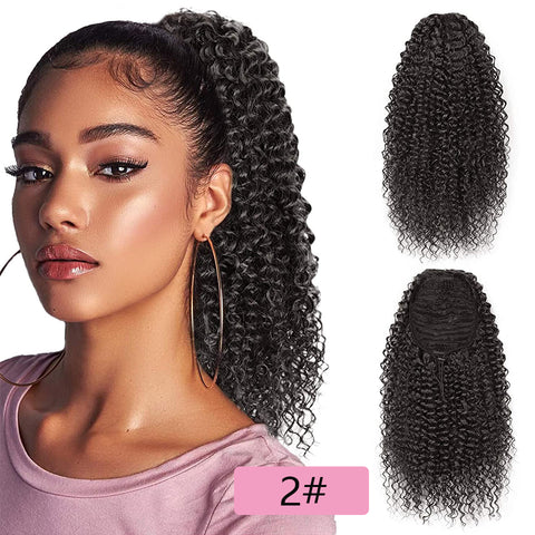 Qp hairMONIXI Synthetic Short Afro Curly Drawstring Ponytail Hair Piece for American Black Women Synthetic Ponytail Clip in Hair