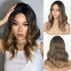 Qp hairMONIXI Synthetic Short Ombre Blonde Wigs for Women Dark Roots Blonde Bob Wavy Wigs Natural Synthetic Wig for Daily Party Use
