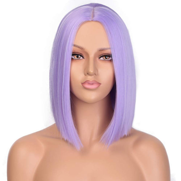 Qp hairMONIXI Synthetic Short Straight Bob Synthetic Wig  Light Blue Hair for Women Pink  Purple Colorful Cosplay Wig Heat Resistant