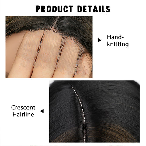 Qp hairMONIXI Synthetic Short Wavy Wig Side Part Mixed Brown Black Wigs for Women Natural Heat Resistant Daily Party Hair
