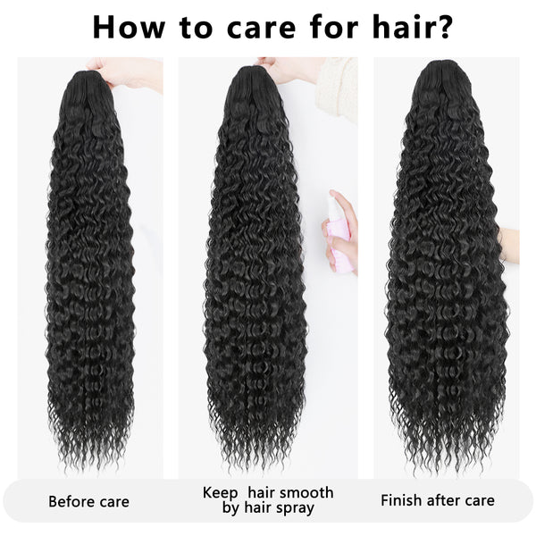 Qp hairMONIXI Synthetic Synthetic Drawstring Ponytail Long Kinky Curly Ponytail Hair Black Ponytail Clip-In Hair Extension For Women