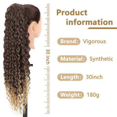 Qp hairMONIXI Synthetic Synthetic Drawstring Ponytail Long Kinky Curly Ponytail Hair Black Ponytail Clip-In Hair Extension For Women