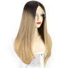 Qp hairMONIXI Synthetic T Part Lace Front Wig Long Straight Ombre Blonde Wig for Women Natural Middle Part Wigs For Daily Cosplay Use