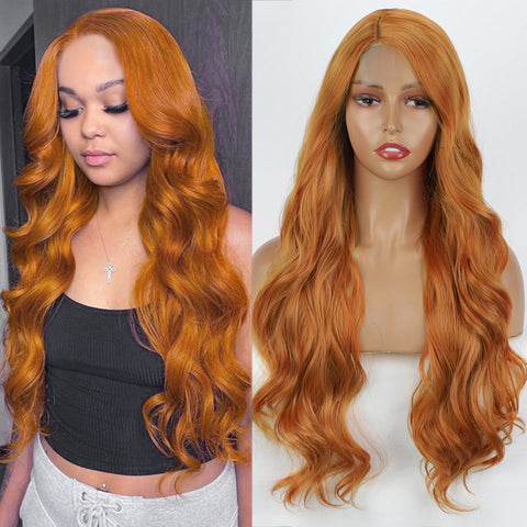 Qp hairMONIXI Synthetic Wig Long Wavy Wig Natural Black Wig for Women Side Part Highlight Wig Heat Resistant Fiber Hair Cosplay Wig