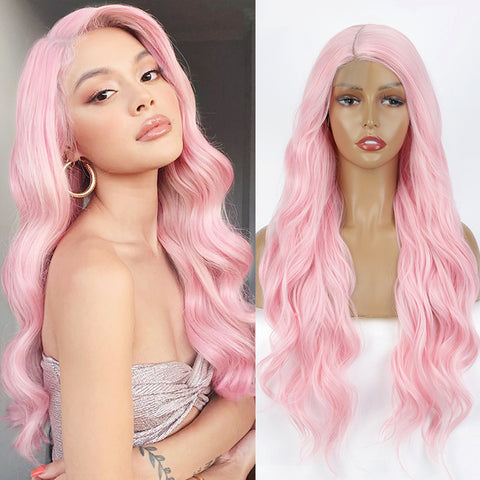 Qp hairMONIXI Synthetic Wig Long Wavy Wig Natural Black Wig for Women Side Part Highlight Wig Heat Resistant Fiber Hair Cosplay Wig