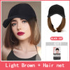 Qp hairMONIXI Synthetic Wig Short Bob Baseball Wig Black White Hat Wigs Cap with Hair Naturally Connect Baseball Cap Adjustable