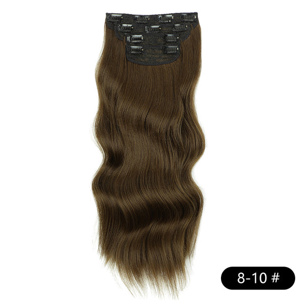 Qp hairMONIXI synthetic Long Wavy Hair Extension Mix Brown Hairpiece For Women Dairy 4 Pcs/set Looks Nature Heat Resistant
