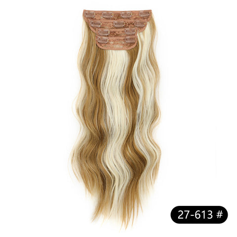 Qp hairMONIXI synthetic Long Wavy Hair Extension Mix Brown Hairpiece For Women Dairy 4 Pcs/set Looks Nature Heat Resistant