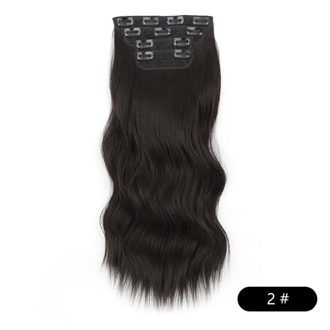 Qp hairMONIXI synthetic Long Wavy Hair Extension Mix Brown Hairpiece For Women Dairy 4 Pcs/set Looks Nature Heat Resistant