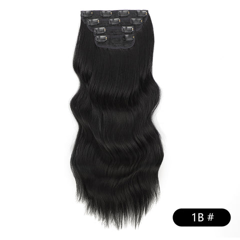 Qp hairMONIXI synthetic Long Wavy Hair Extension Mix Brown Hairpiece For Women Dairy 4 Pcs/set Looks Nature Heat Resistant