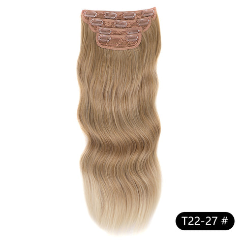 Qp hairMONIXI synthetic Long Wavy Hair Extension Mix Brown Hairpiece For Women Dairy 4 Pcs/set Looks Nature Heat Resistant