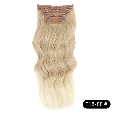 Qp hairMONIXI synthetic Long Wavy Hair Extension Mix Brown Hairpiece For Women Dairy 4 Pcs/set Looks Nature Heat Resistant