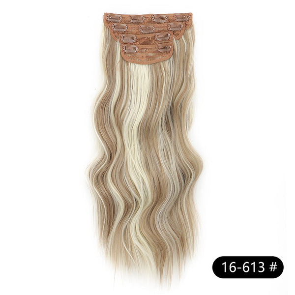 Qp hairMONIXI synthetic Long Wavy Hair Extension Mix Brown Hairpiece For Women Dairy 4 Pcs/set Looks Nature Heat Resistant