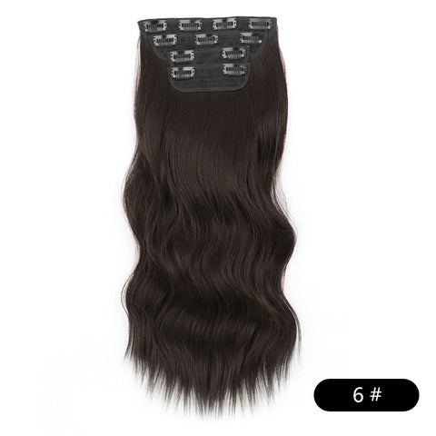 Qp hairMONIXI synthetic Long Wavy Hair Extension Mix Brown Hairpiece For Women Dairy 4 Pcs/set Looks Nature Heat Resistant