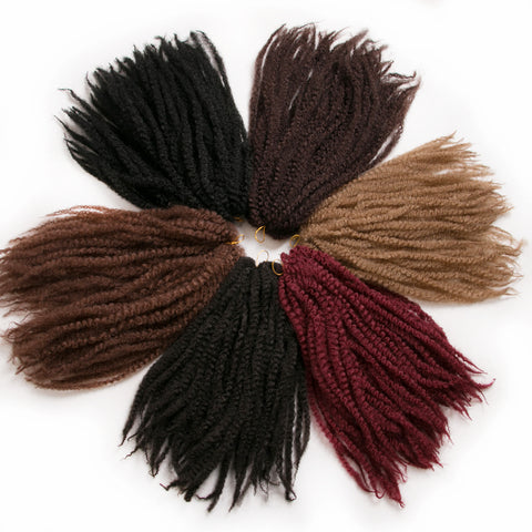 Qp hairMarley Hair 18 inch Afro Kinky Synthetic Braiding Hair Crochet Braids 30 Strands/pack Black Ombre Brown Hair Extensions Burgundy