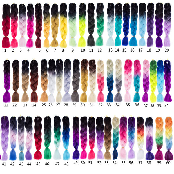 Qp hairOmbre Synthetic Braiding Hair Extensions For Box Twist Braids Women Girl 24'' 100g Jumbo Braids Ombre Tone Color Pink Black Blue