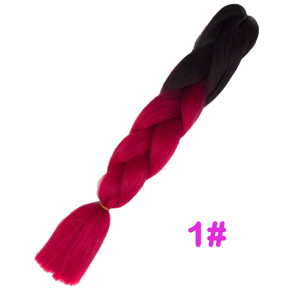 Qp hairOmbre Synthetic Braiding Hair Extensions For Box Twist Braids Women Girl 24'' 100g Jumbo Braids Ombre Tone Color Pink Black Blue
