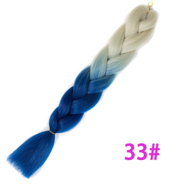 Qp hairOmbre Synthetic Braiding Hair Extensions For Box Twist Braids Women Girl 24'' 100g Jumbo Braids Ombre Tone Color Pink Black Blue