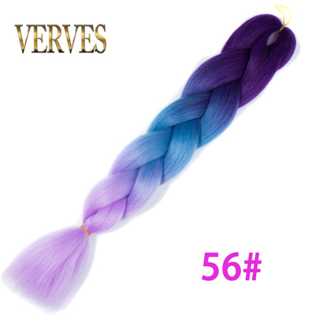Qp hairOmbre Synthetic Braiding Hair Extensions For Box Twist Braids Women Girl 24'' 100g Jumbo Braids Ombre Tone Color Pink Black Blue
