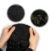 Qp hairOmbre Synthetic Drawstring Puff Ponytail Afro Wavy 16 Inch Clip In Ponytail Hair Extension Black Grey
