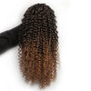 Qp hairOmbre Synthetic Drawstring Puff Ponytail Afro Wavy 16 Inch Clip In Ponytail Hair Extension Black Grey