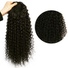 Qp hairOmbre Synthetic Drawstring Puff Ponytail Afro Wavy 16 Inch Clip In Ponytail Hair Extension Black Grey