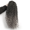 Qp hairOmbre Synthetic Drawstring Puff Ponytail Afro Wavy 16 Inch Clip In Ponytail Hair Extension Black Grey
