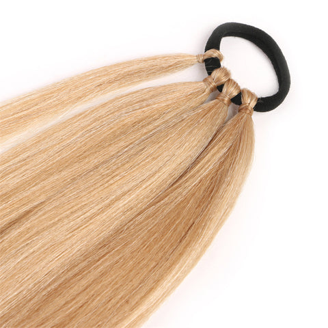 Qp hairPonytail Extensions Synthetic Boxing Braids 26 Inch Brown Wrap Around Chignon Tail With Rubber Band Hair Ring Ombre Braid Grey